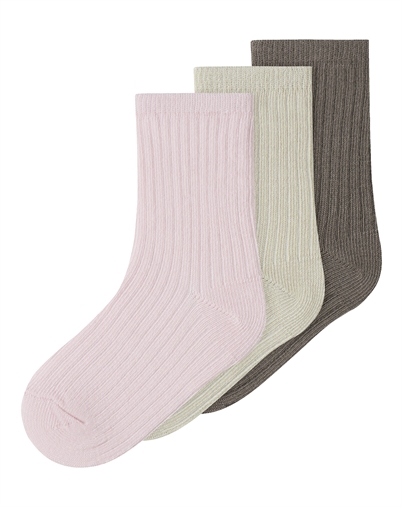 Name It - NMFNobba Socken 3er-Pack - Almond Milk/ Brown Lent